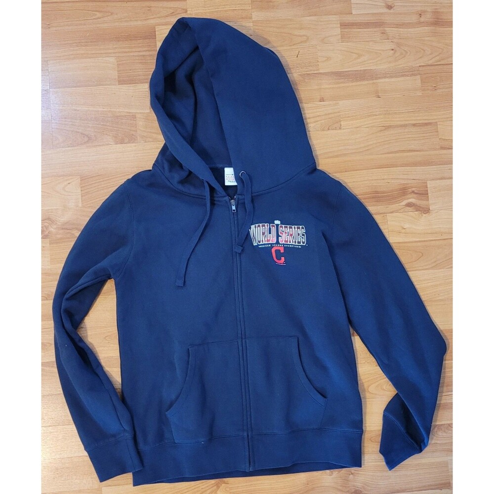 World Series ALS Cleveland Guardians Champs Navy Hoodie Zip up Jacket SZ M MLB